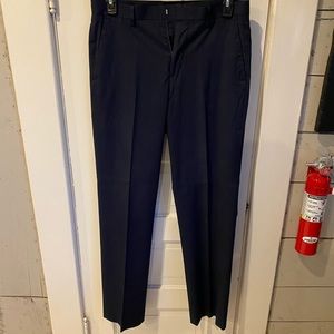 Murano Modern Comfort dress pant 32x34 navy blue with gold and white pin strips